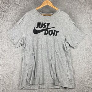 NIKE Just Do It T-Shirt Men's XL Gray & Black JDI AR5006-011 Sportswear Tee